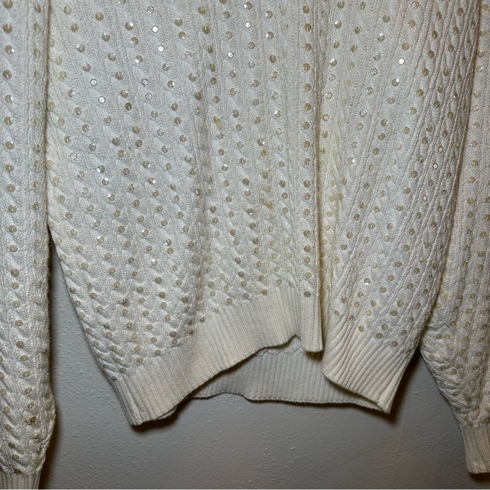 Eleanor P Brenner Vintage Gold Trim White Sweater Size Small - Picture 4 of 10